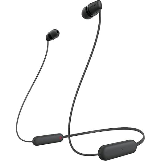  Sony WI-C100 Bluetooth Neckband, in-Ear Wireless Earphones, Up to 25Hrs Battery, Hands Free Calling, IPX4, Comfortable Fit- Black 